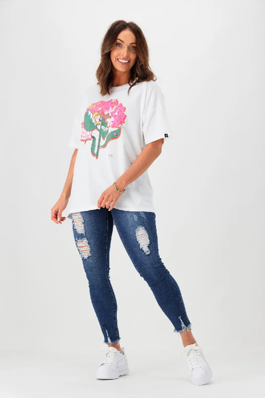 Rebel Club by Shine On Hydrangea Tee White