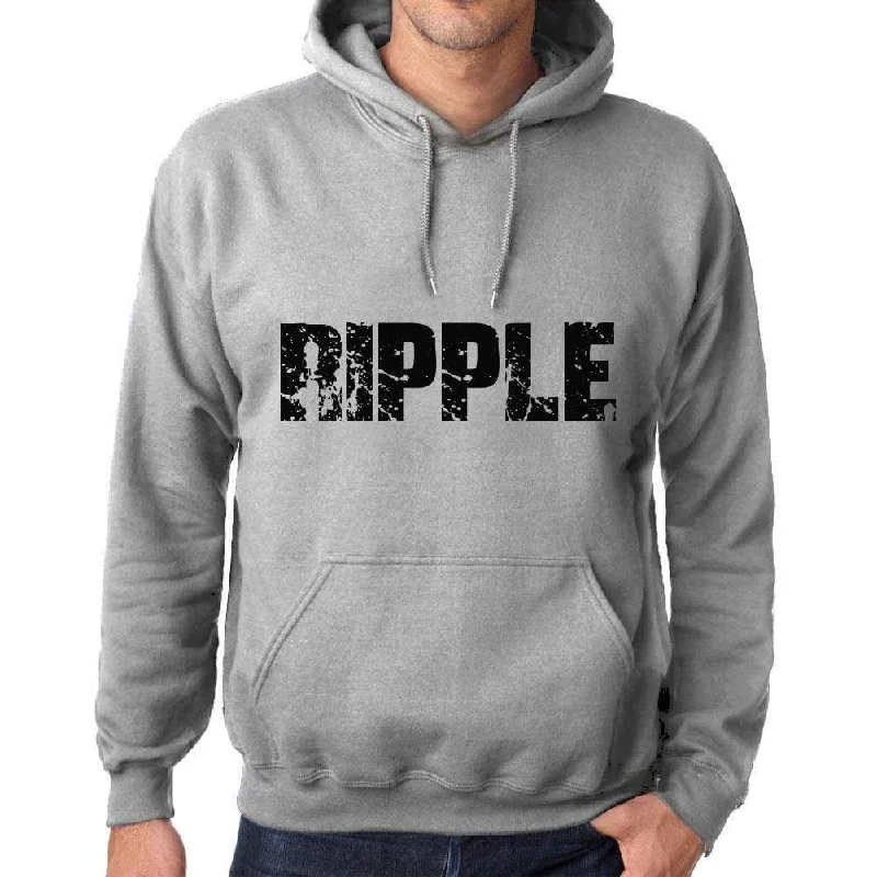 Unisex Printed Graphic Cotton Hoodie Popular Words RIPPLE Grey Marl