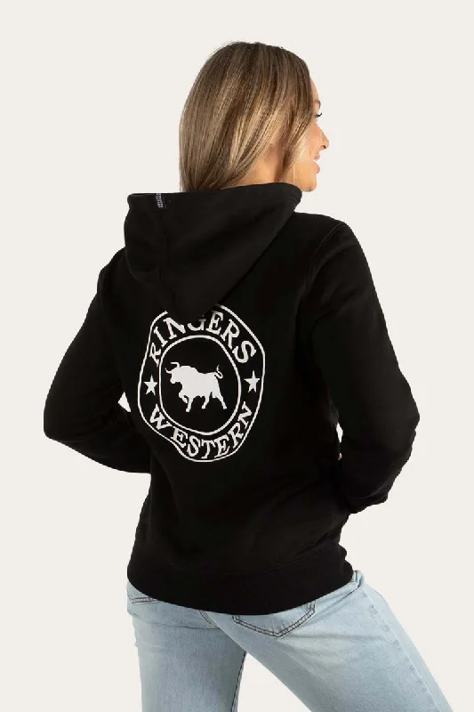 Signature Bull Womens Pullover Hoodie - Black/White