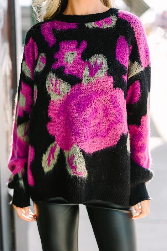 Talk That Talk Black Floral Sweater