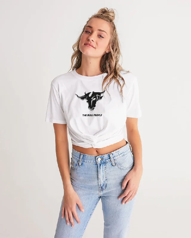 THE WHITE  BULL Women's Twist-Front Cropped Tee