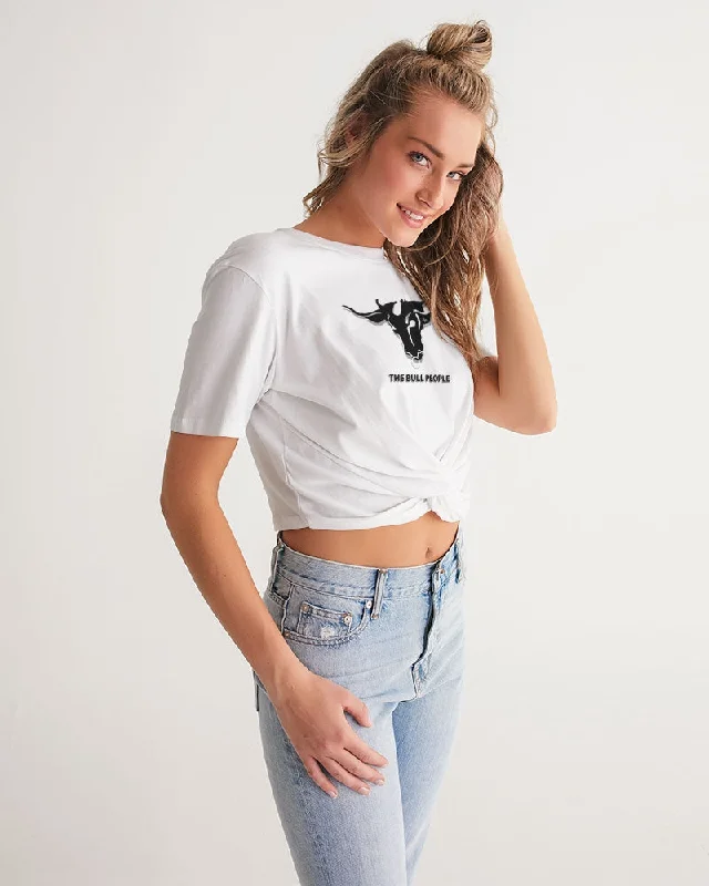 THE WHITE  BULL Women's Twist-Front Cropped Tee