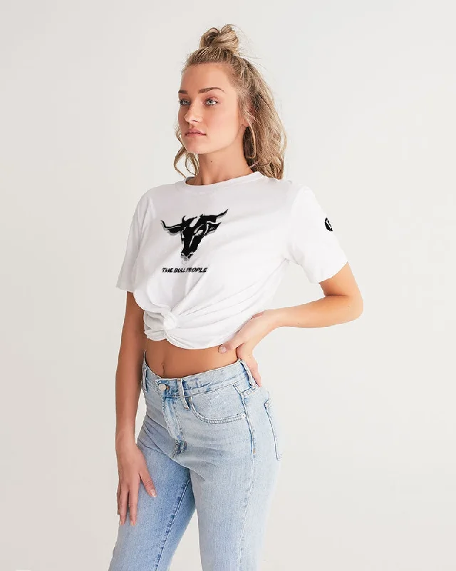 THE WHITE  BULL Women's Twist-Front Cropped Tee