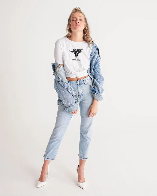 THE WHITE  BULL Women's Twist-Front Cropped Tee