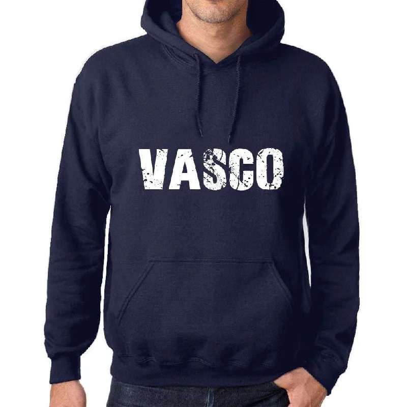 Unisex Printed Graphic Cotton Hoodie Popular Words VASCO French Navy