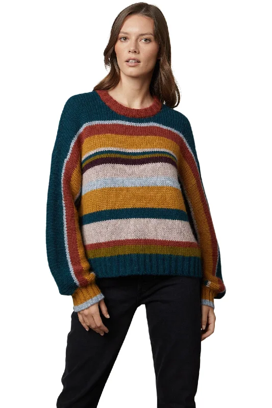 Velvet Samara Baby Alpaca Stripe Crewneck in Multi