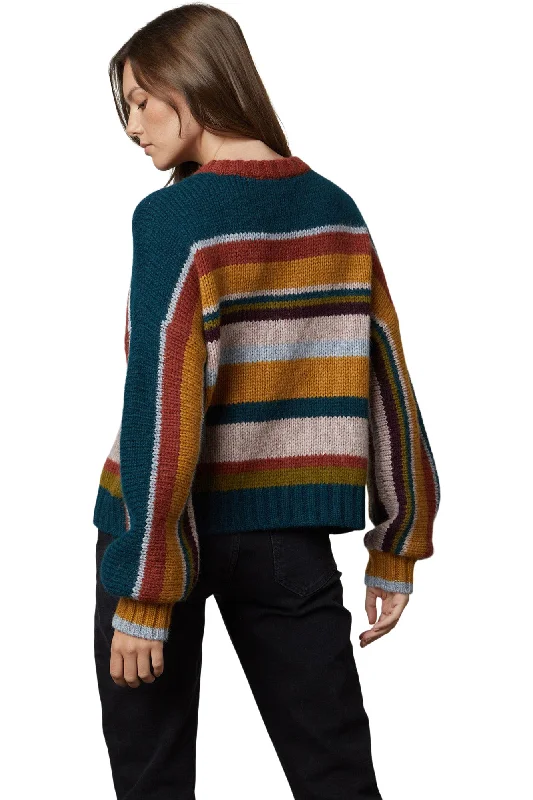 Velvet Samara Baby Alpaca Stripe Crewneck in Multi