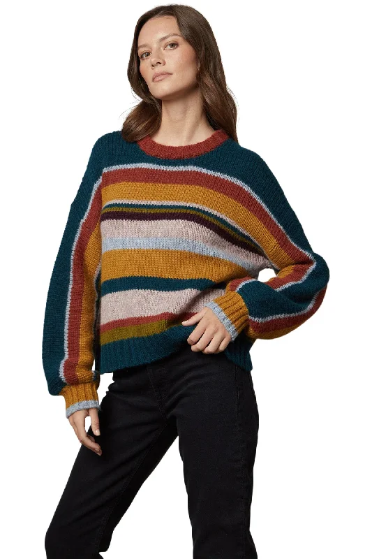 Velvet Samara Baby Alpaca Stripe Crewneck in Multi