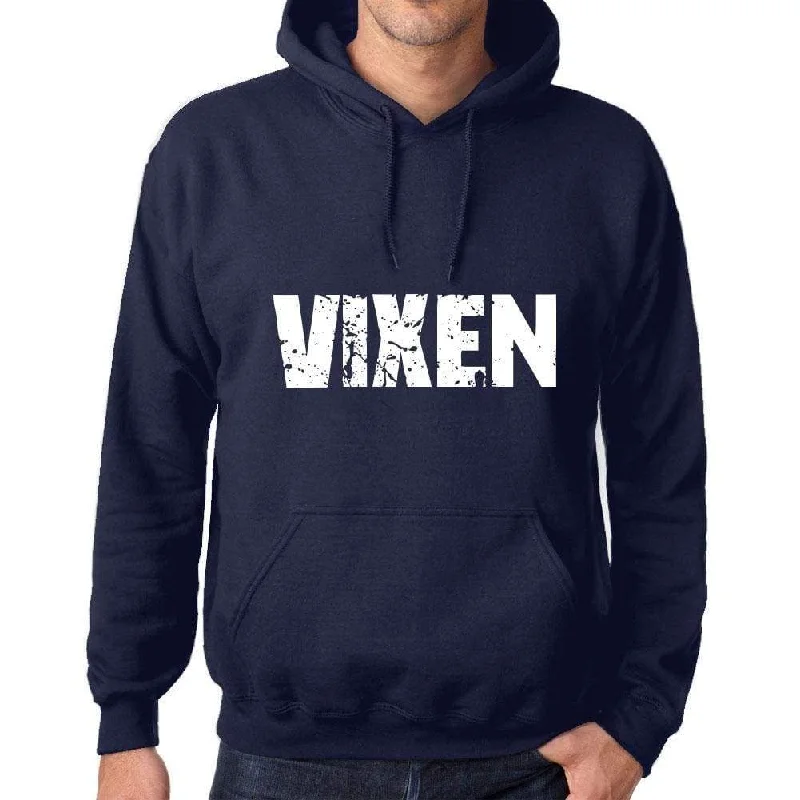 Unisex Printed Graphic Cotton Hoodie Popular Words VIXEN French Navy