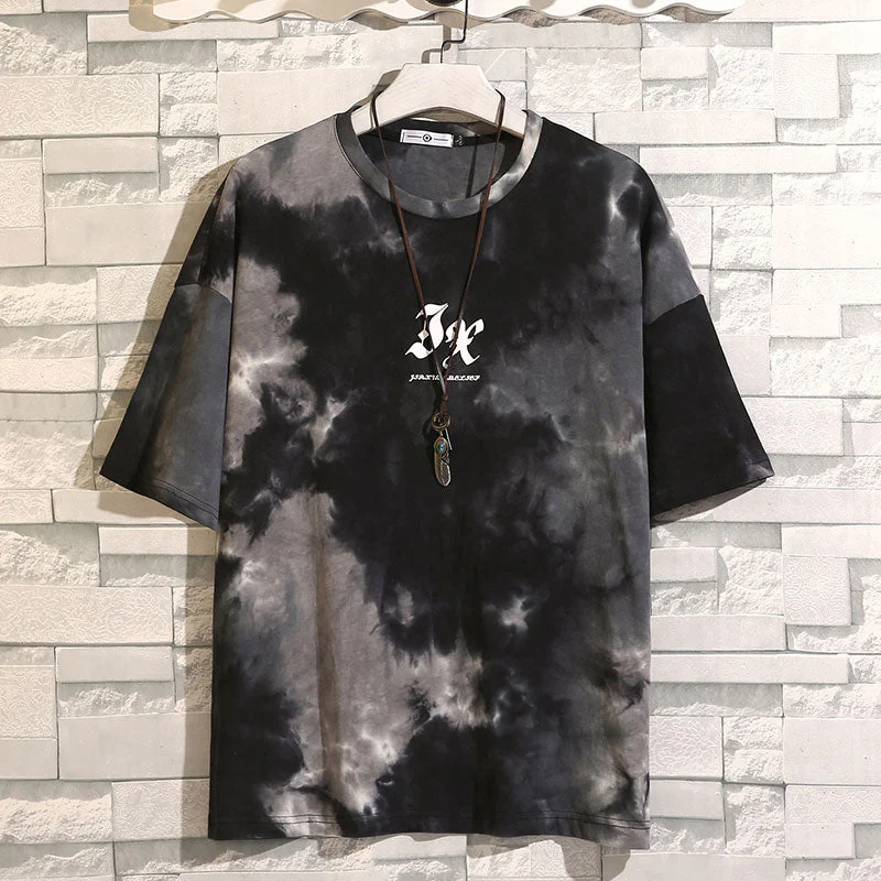 Tie Dye Print Shirt Unisex Tshirt Men Summer Cool Men Streetwear Outdoor Short Sleeve Casual Multicolor Breathable Tops