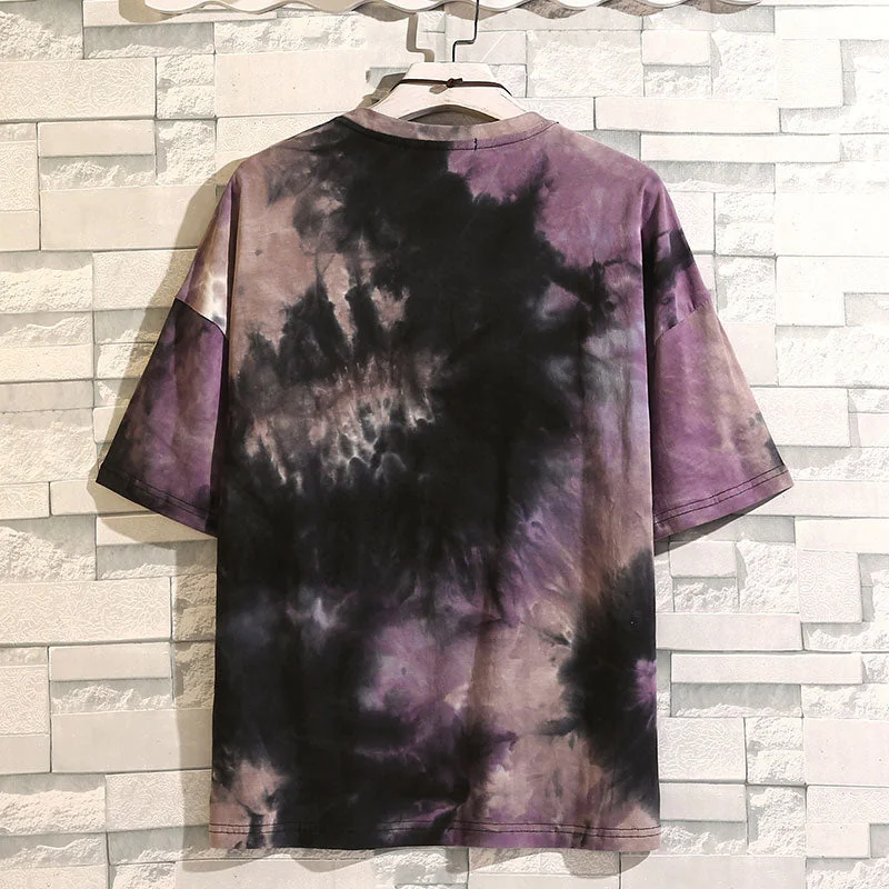 Tie Dye Print Shirt Unisex Tshirt Men Summer Cool Men Streetwear Outdoor Short Sleeve Casual Multicolor Breathable Tops