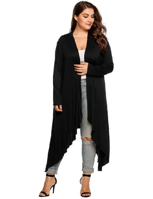 Women Cardigan Jacket Plus Size Autumn Open Front Solid Draped Lady Large Long Large Sweater Big Oversized L-5XL