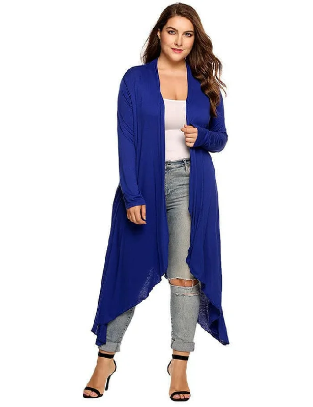 Women Cardigan Jacket Plus Size Autumn Open Front Solid Draped Lady Large Long Large Sweater Big Oversized L-5XL