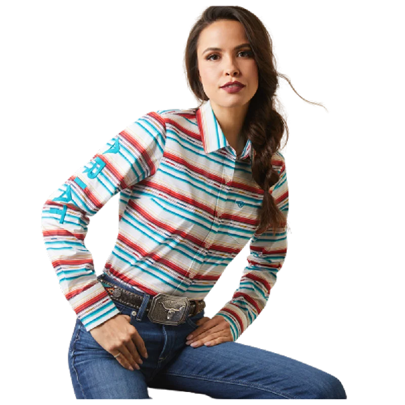 10043551 Ariat Women's Team Kirby Long Sleeve Shirt - Multi Stripe