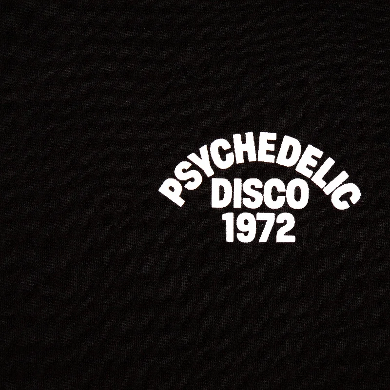 1972 Psychedelic Disco Back Print - Oversized Tshirt - Black