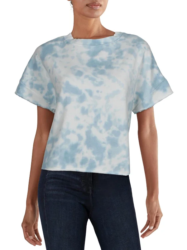 Alisa Womens Tie Dye Raw Hem T-Shirt