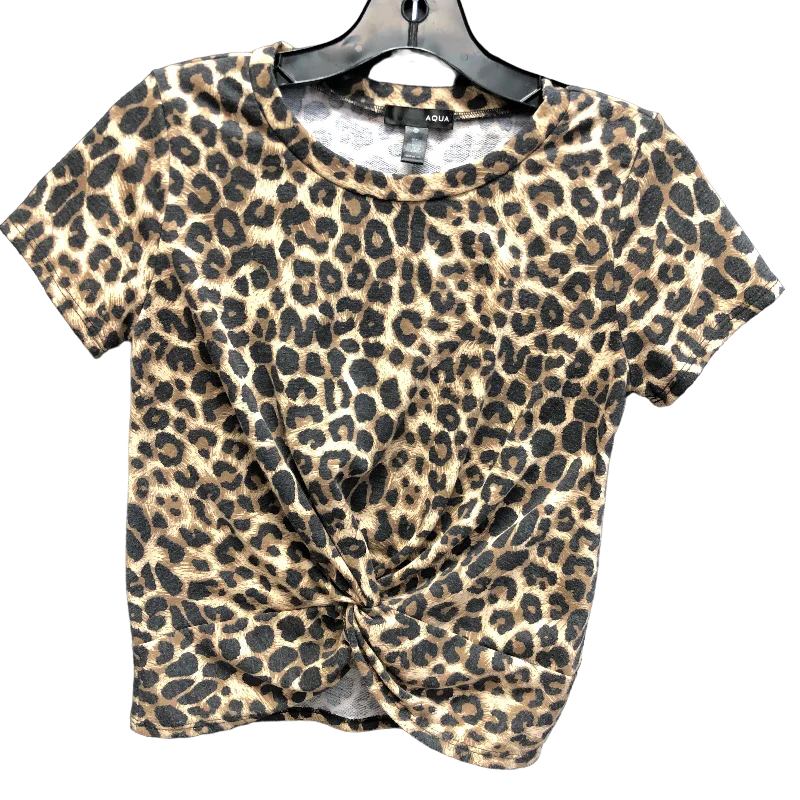 Animal Print Top Short Sleeve Aqua, Size Xs