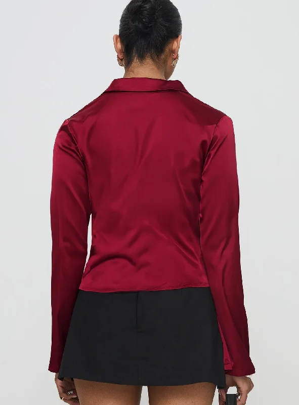 Anni Satin Shirt Burgundy