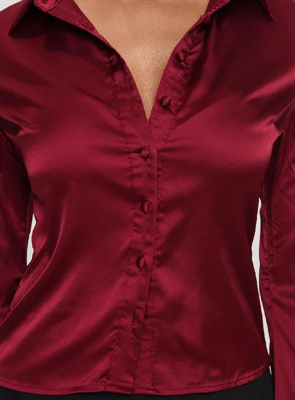 Anni Satin Shirt Burgundy