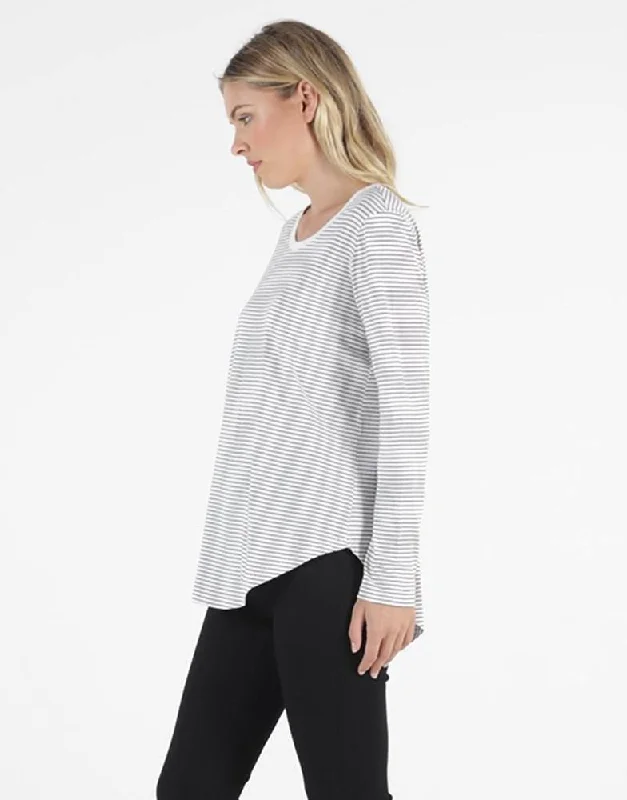 Betty Basics Megan LS Top White Black Stripe