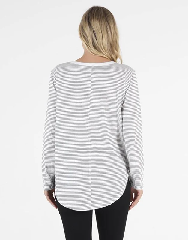 Betty Basics Megan LS Top White Black Stripe