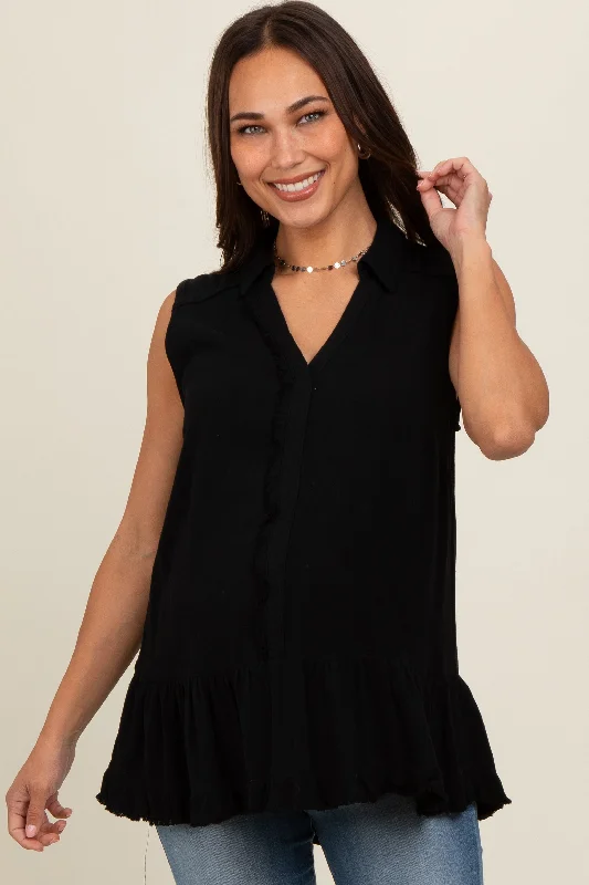 Black Collared Maternity Tank