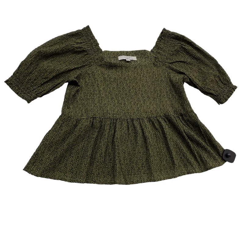 Black & Green Top Short Sleeve Loft, Size S