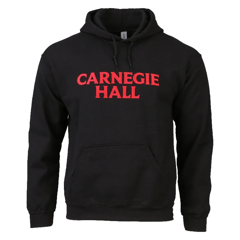 Black Hooded Pullover Sweatshirt (Red Embroidered Logo)