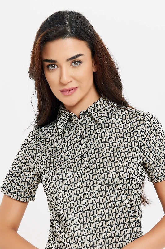 Women Black Printed Top Shirt