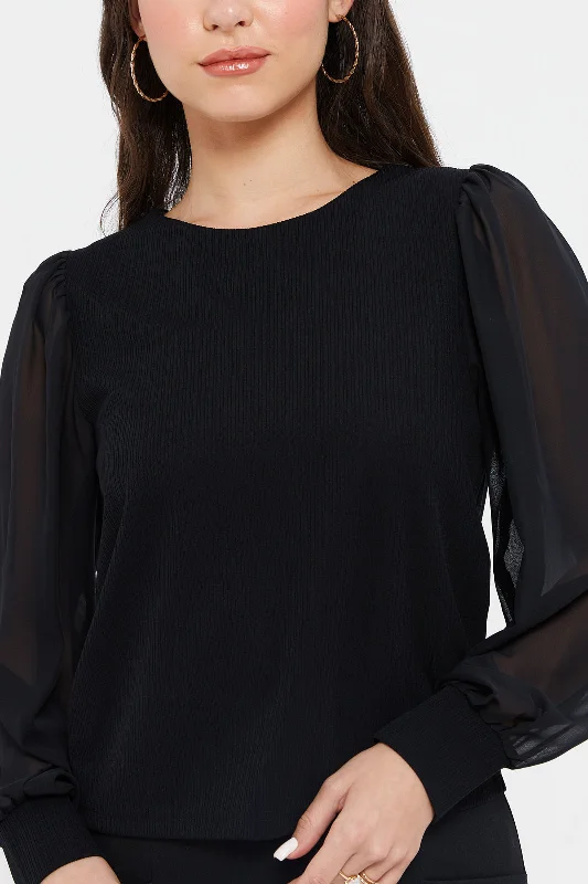 Women Black Ribbed Top