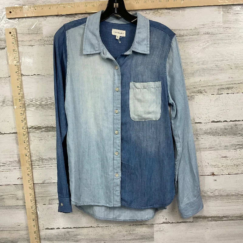 Blue Denim Blouse Long Sleeve Thread And Supply, Size M