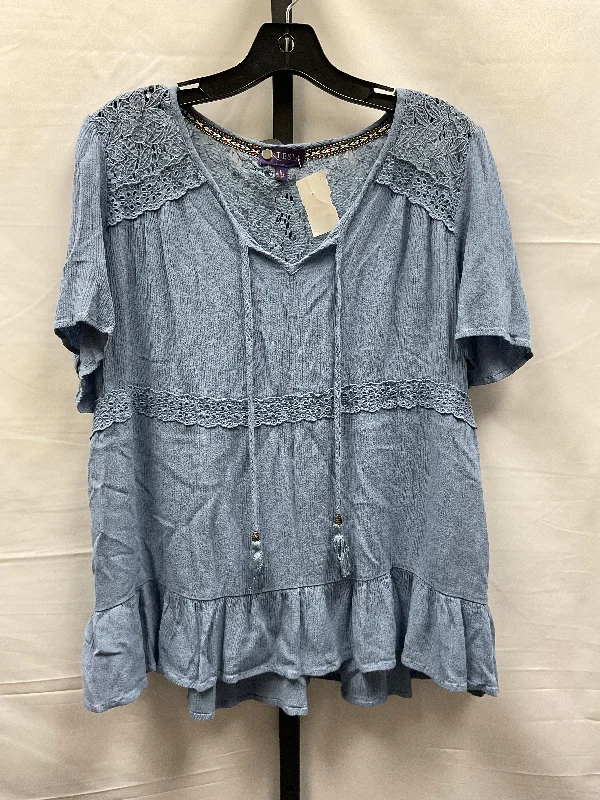 Blue Top Short Sleeve Clothes Mentor, Size L