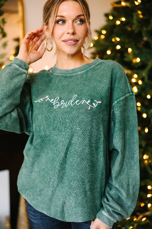 Bride Green Corded Embroidered Sweatshirt