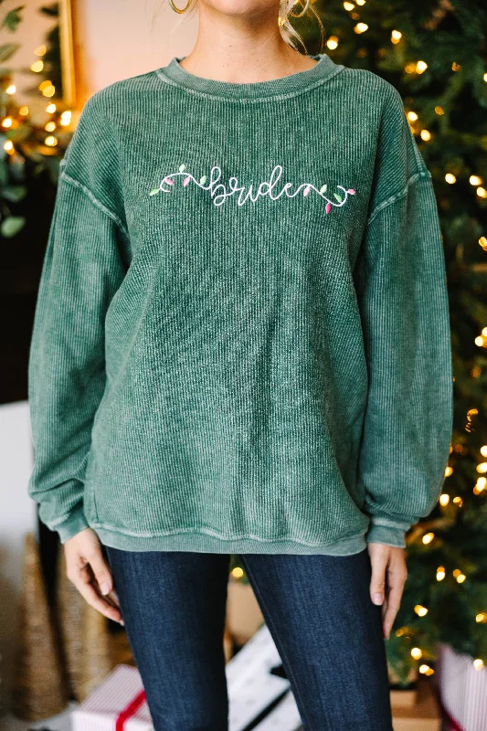 Bride Green Corded Embroidered Sweatshirt