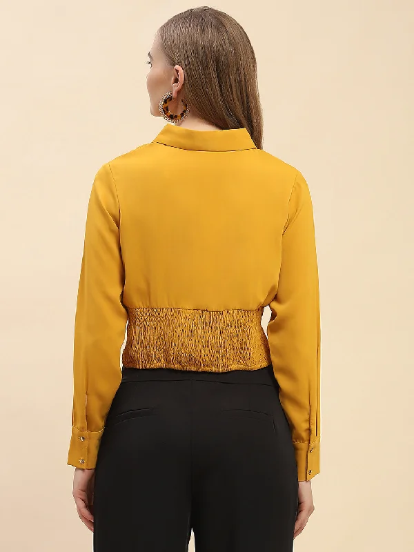 Camla Barcelona Solid Mustard Yellow Corset Style Shirt