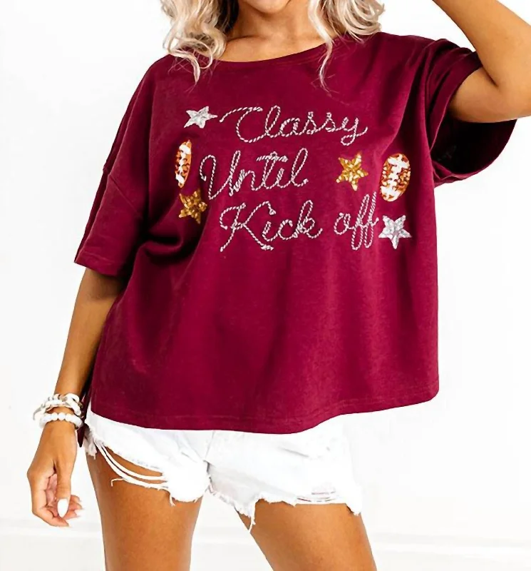 Classy Until Kickoff Top In Maroon