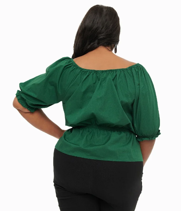 Collectif Plus Size 1940s Green Ellie Top