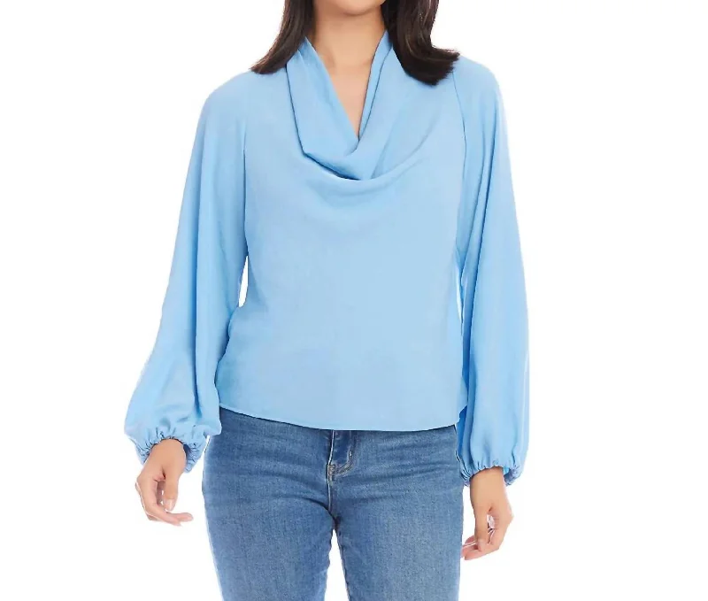 Cowl Neck Top In Blue