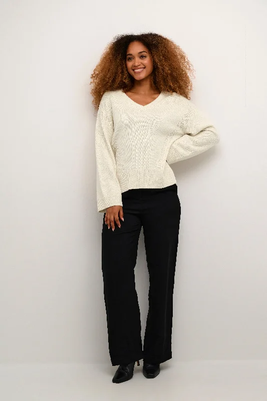 Cream Soffie V-Neck Pullover