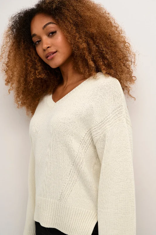 Cream Soffie V-Neck Pullover