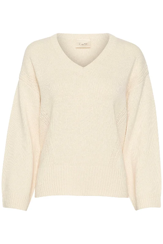 Cream Soffie V-Neck Pullover