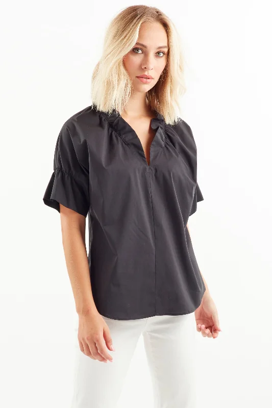 Crosby Shirt Black Silky Poplin