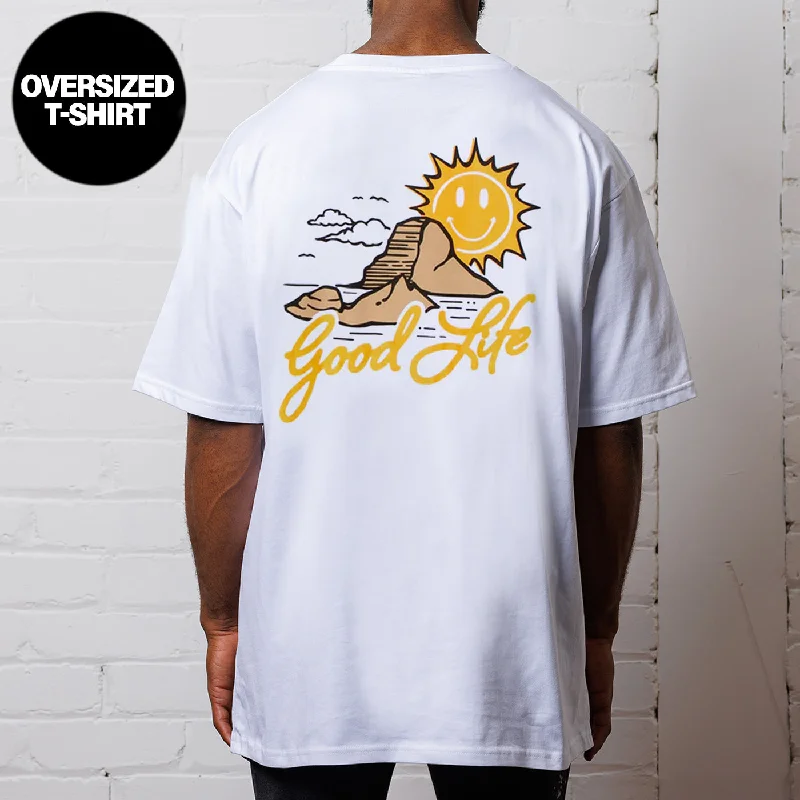 Es Vedrà Good Life Back  - Oversized Tshirt - White