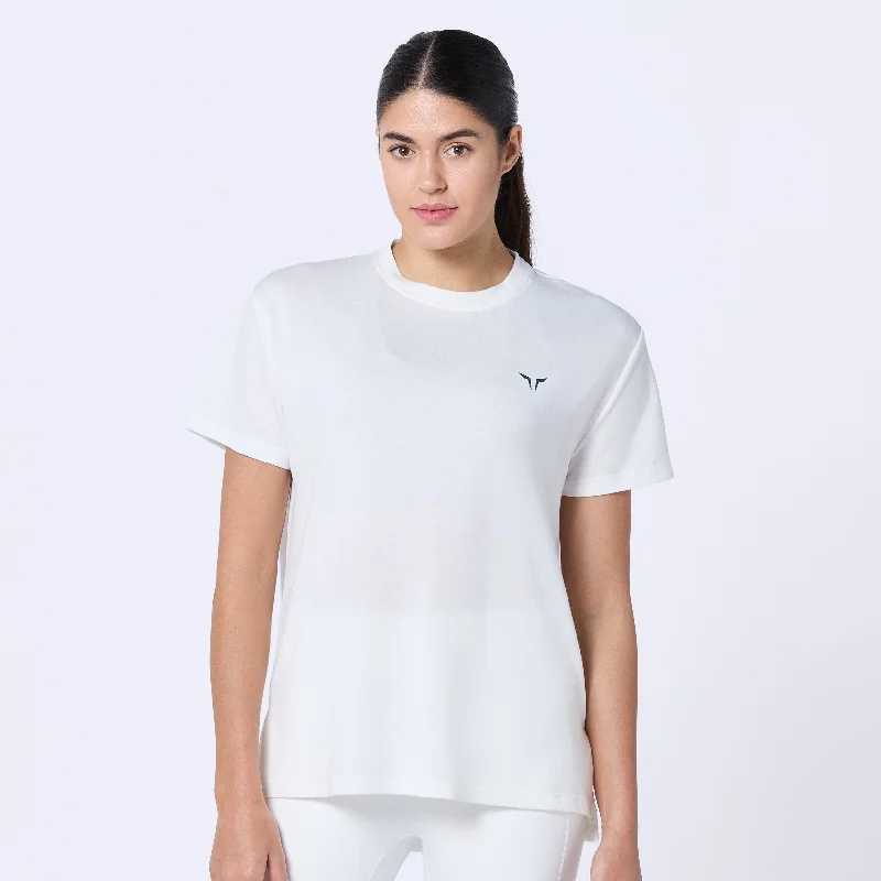 Essential Longline Oversized Tee - Pearl White