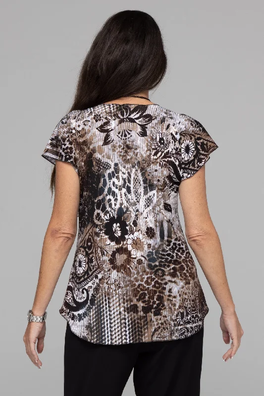 Feline Print Short Sleeve Jersey Top