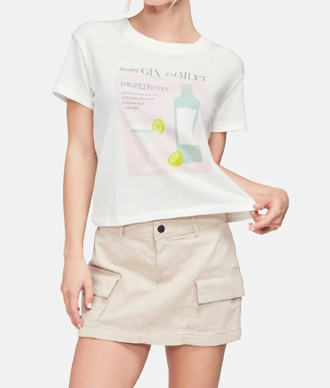 Gin Gimlet Charlie Crop Tee In Clean White