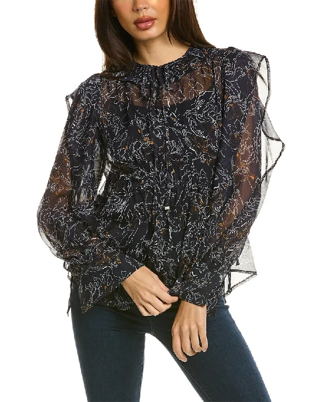 Gracia Sheer Drawstring Blouse