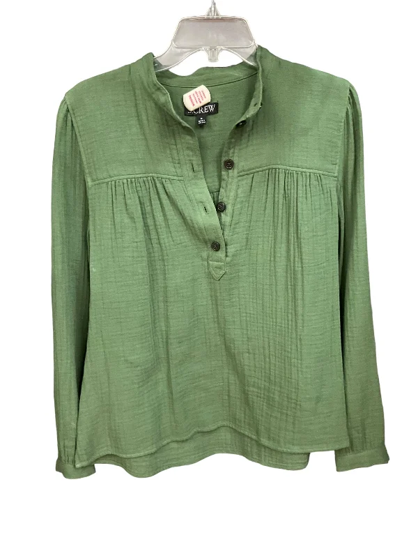 Green Blouse Long Sleeve J. Crew, Size M