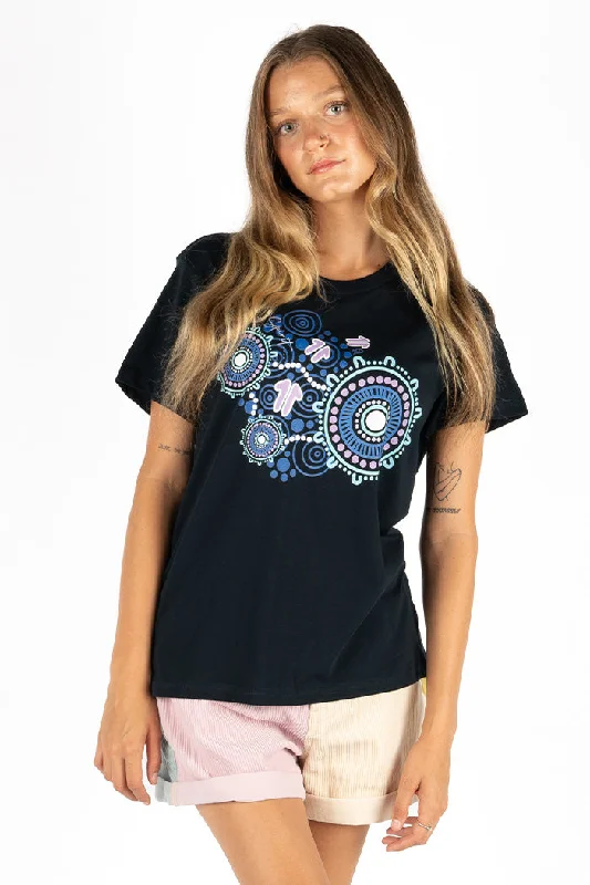 Healing Spirit Navy Cotton Crew Neck Women's T-Shirt