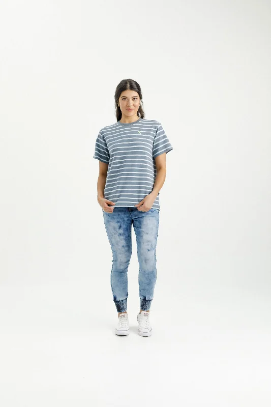 Homelee Chris Tee - Stormy Stripe with Mini X